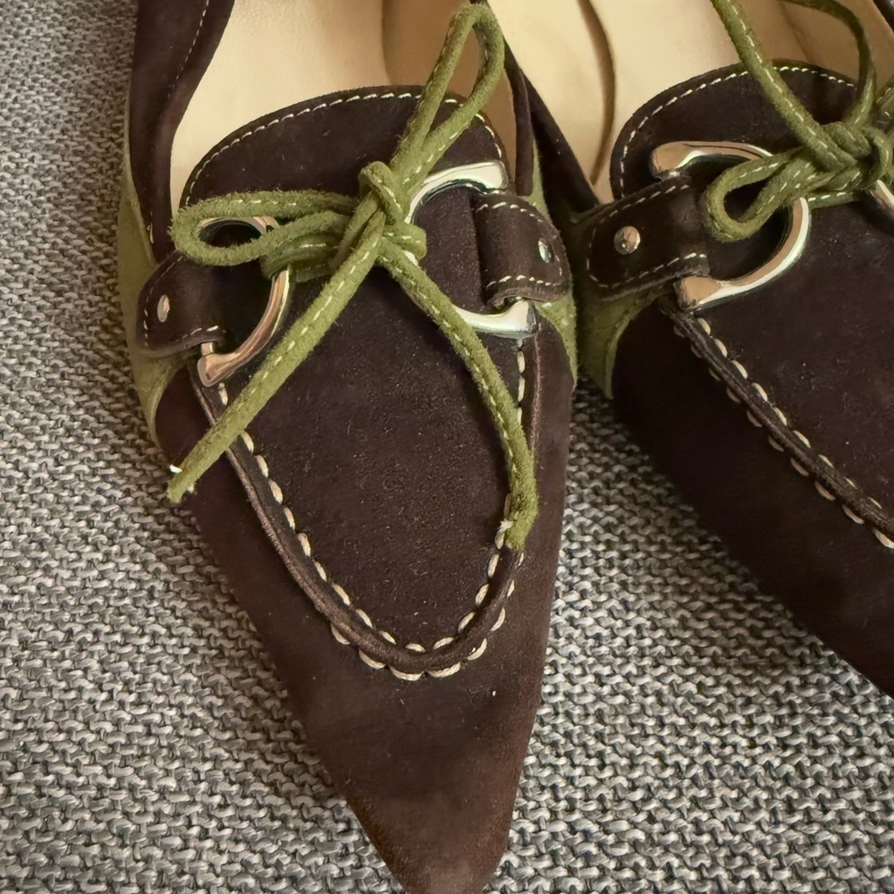 Women’s Diane B Milano Suede Green Brown Shoes Vintage Italy 38.5 Used - Picture 7 of 15